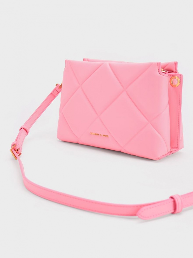 Charles & Keith Danika Chunky Chain Gepolstert Tragetaschen Rosa | 235VEHNIQ