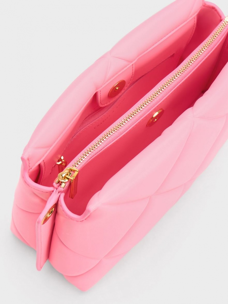 Charles & Keith Danika Chunky Chain Gepolstert Tragetaschen Rosa | 235VEHNIQ