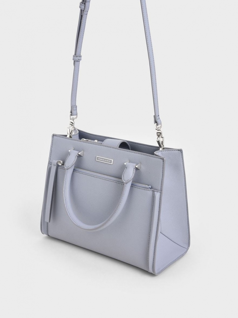 Charles & Keith Double Handle Front Zip Tragetaschen Hellblau | 039PJXFRB