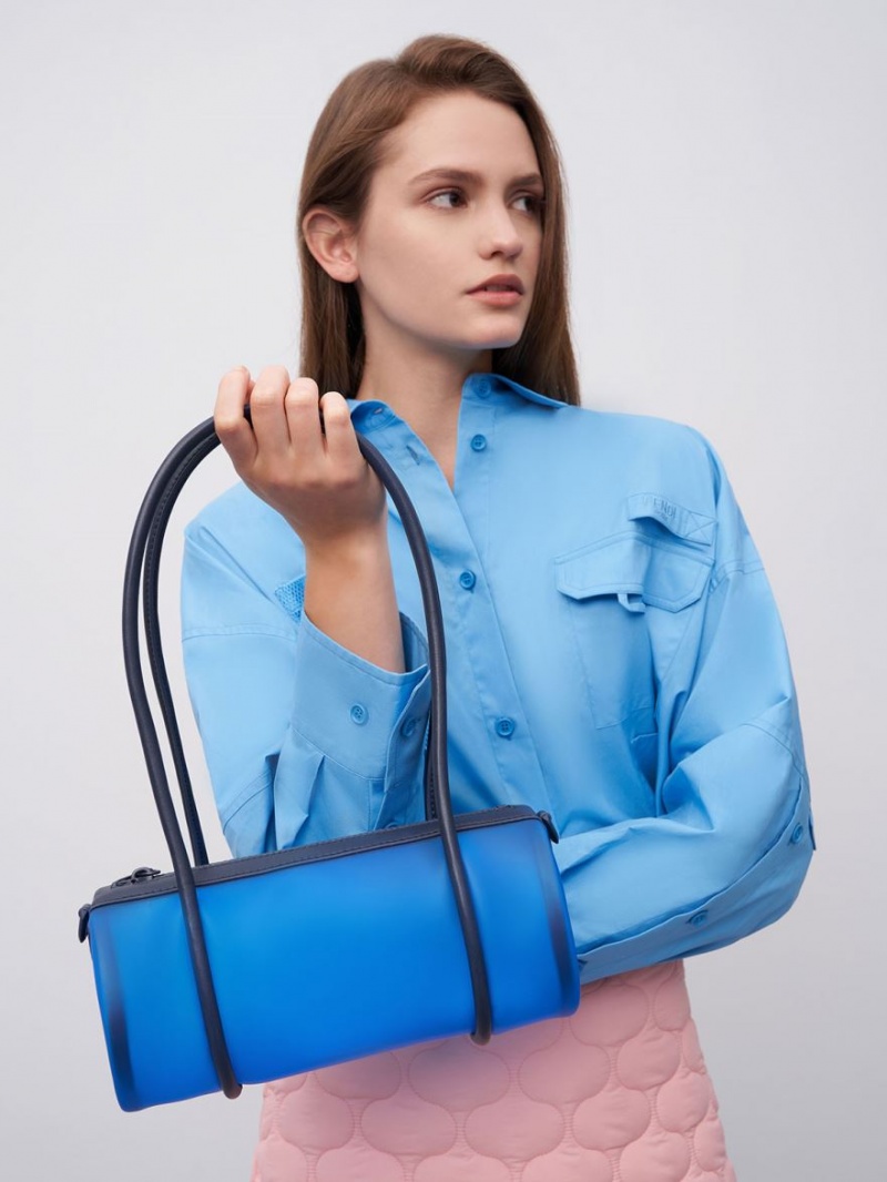 Charles & Keith Double Handle Hobo Tasche Blau | 604QSLYAT