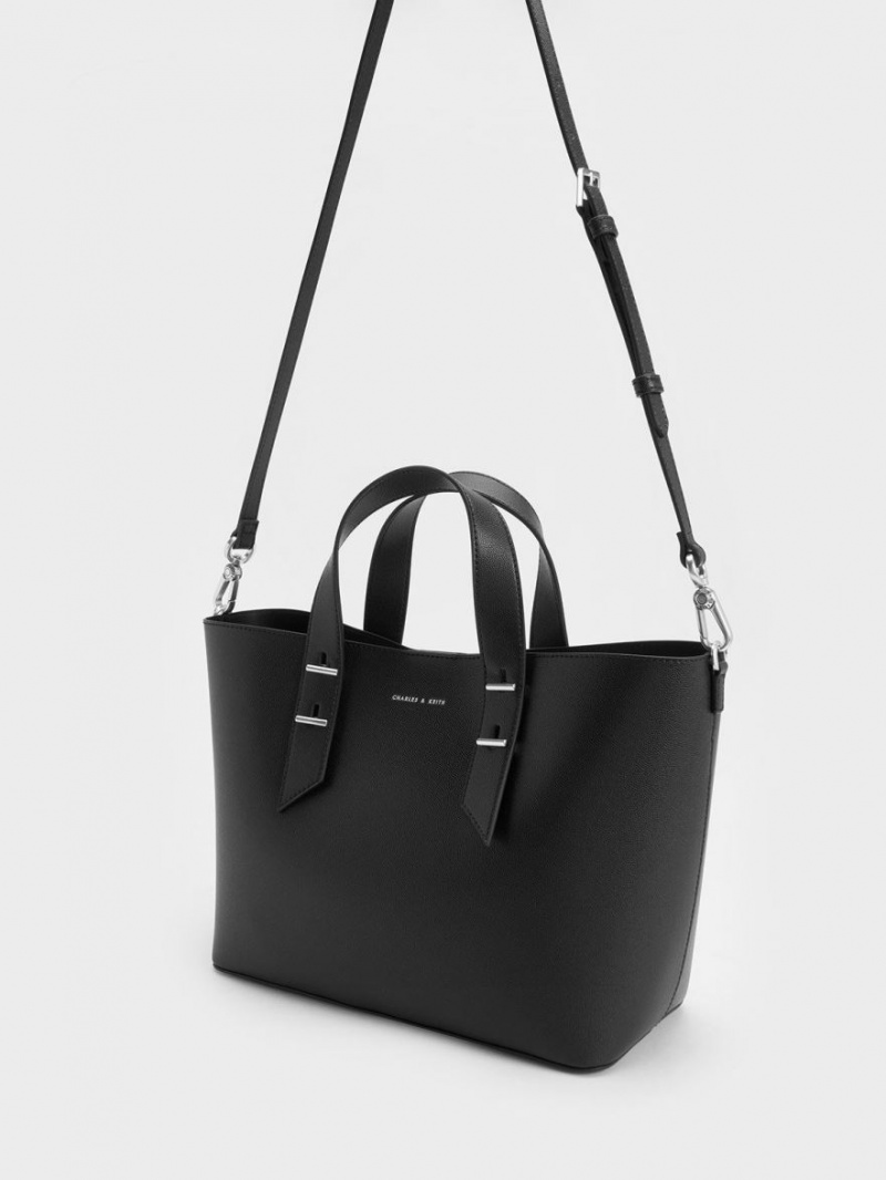 Charles & Keith Double Handle Hobo Tasche Schwarz | 125DINXJU