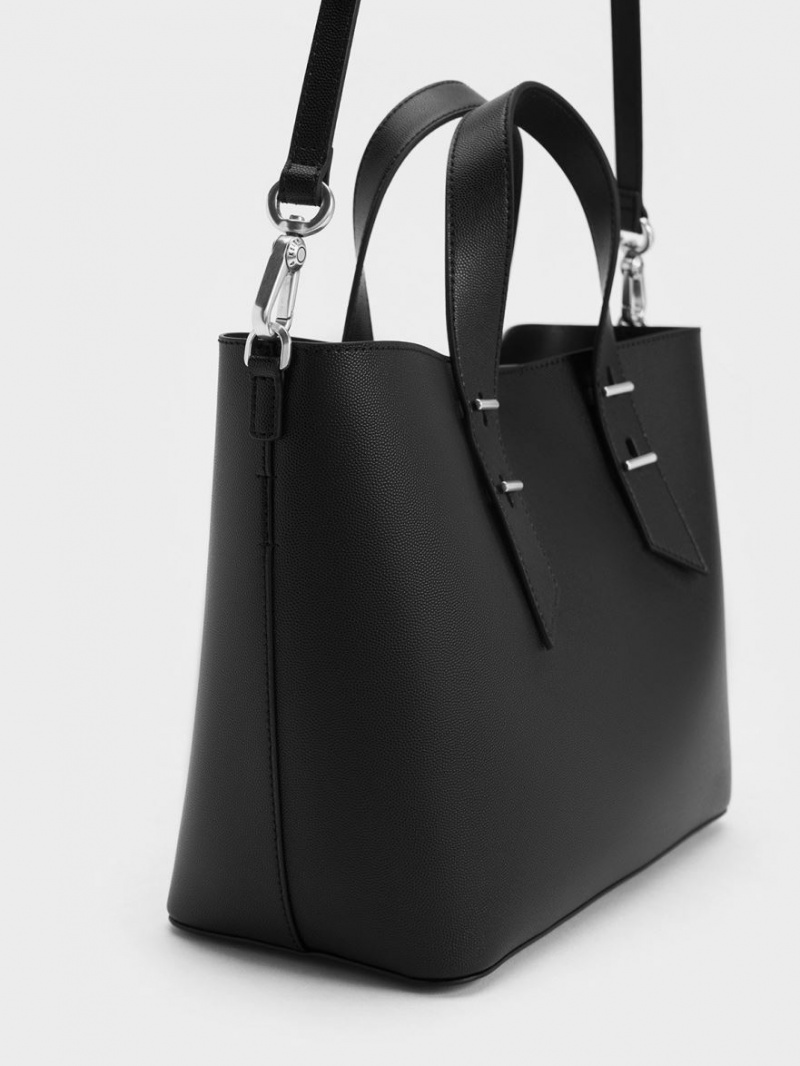 Charles & Keith Double Handle Hobo Tasche Schwarz | 125DINXJU