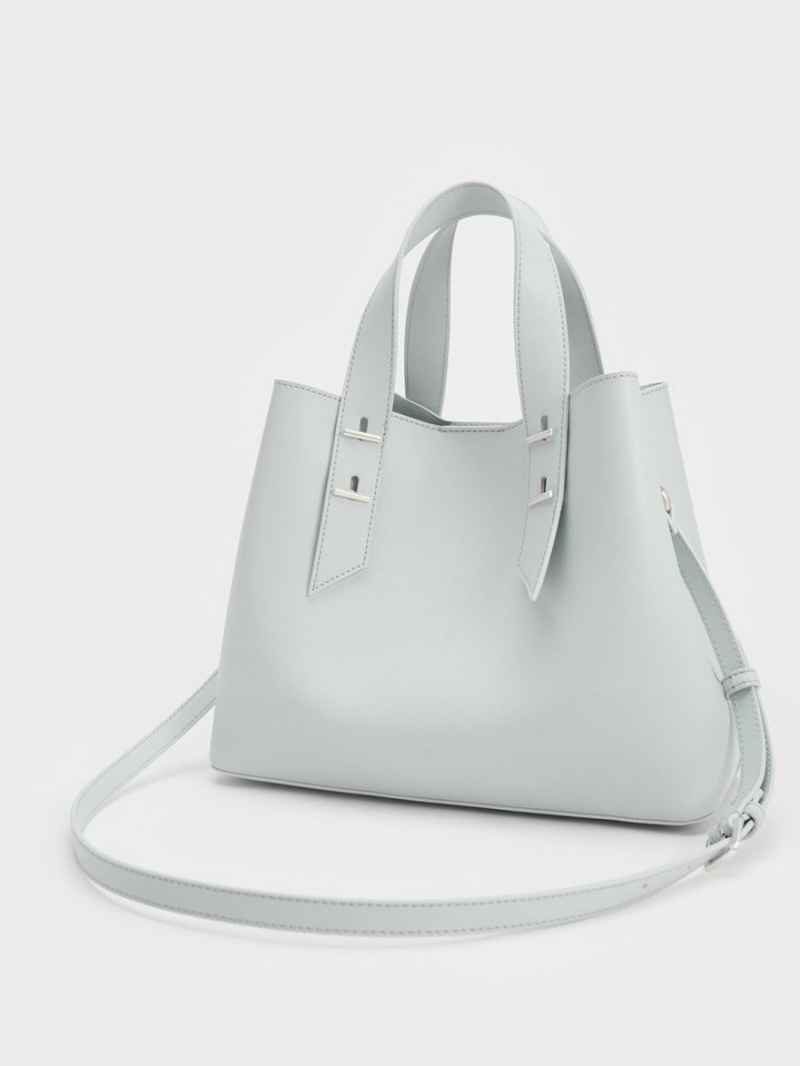 Charles & Keith Double Handle Hobo Tasche Hellgrau | 435SLNMJR