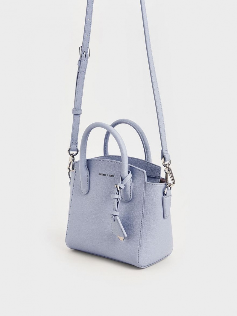 Charles & Keith Double Handle Trapeze Tragetaschen Hellblau | 985YQEUKW