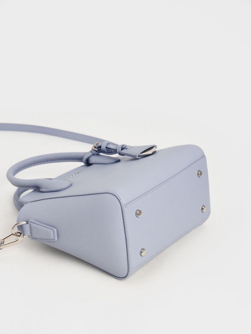 Charles & Keith Double Handle Trapeze Tragetaschen Hellblau | 985YQEUKW