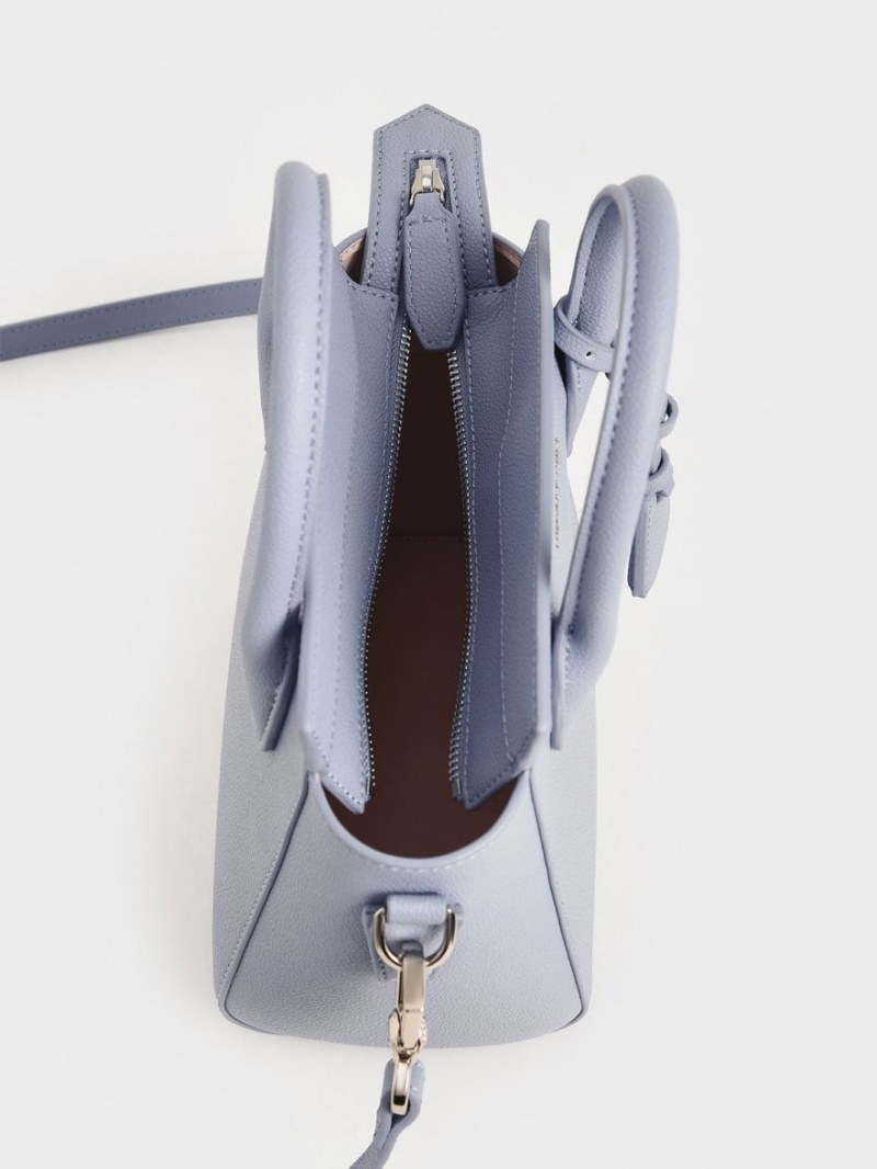 Charles & Keith Double Handle Trapeze Tragetaschen Hellblau | 985YQEUKW