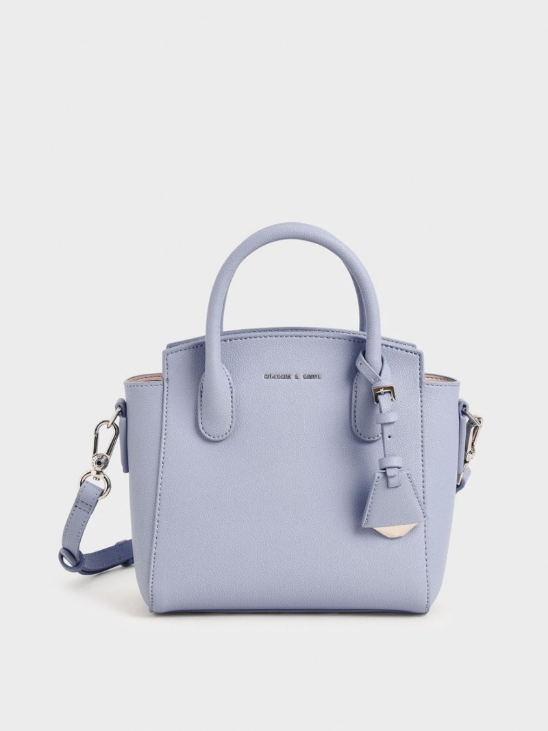 Charles & Keith Double Handle Trapeze Tragetaschen Hellblau | 985YQEUKW