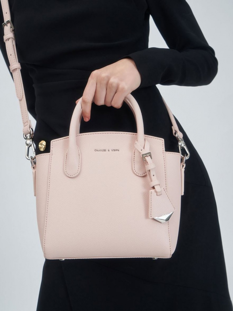 Charles & Keith Double Handle Trapeze Tragetaschen Hellrosa | 532GNUSYP