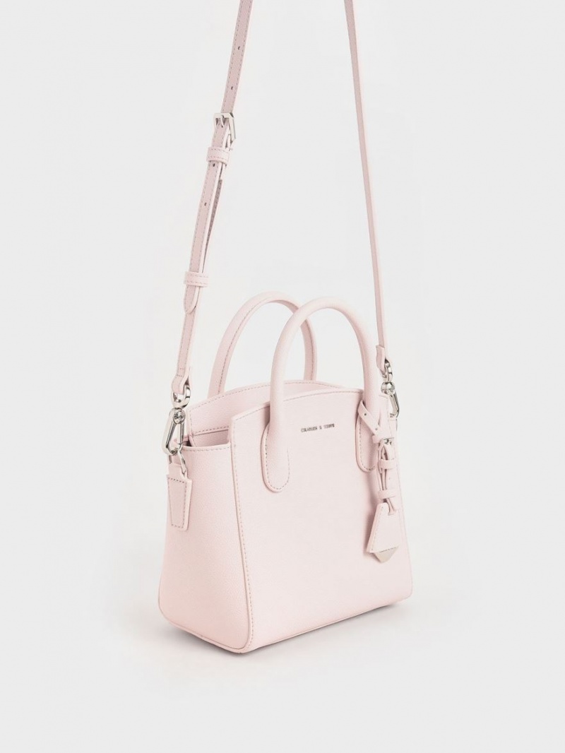 Charles & Keith Double Handle Trapeze Tragetaschen Hellrosa | 532GNUSYP