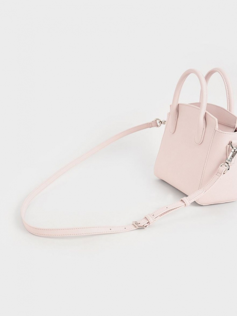 Charles & Keith Double Handle Trapeze Tragetaschen Hellrosa | 532GNUSYP