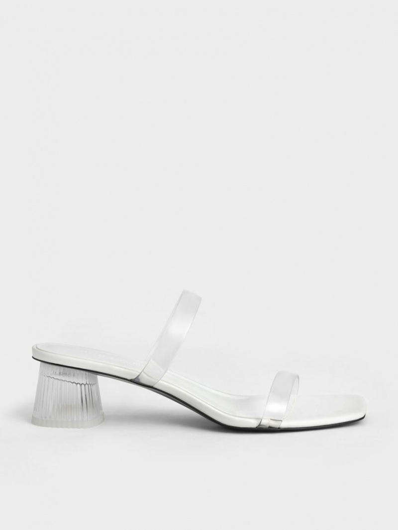 Charles & Keith Double Riemen See-Through Mules Weiß | 418CDRUEI