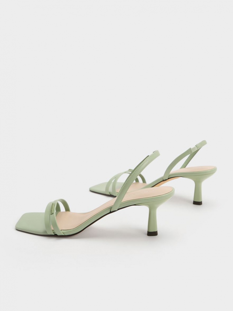 Charles & Keith Double Riemen Slingback Sandalen Absatz Mintfarben | 259DWUBPO