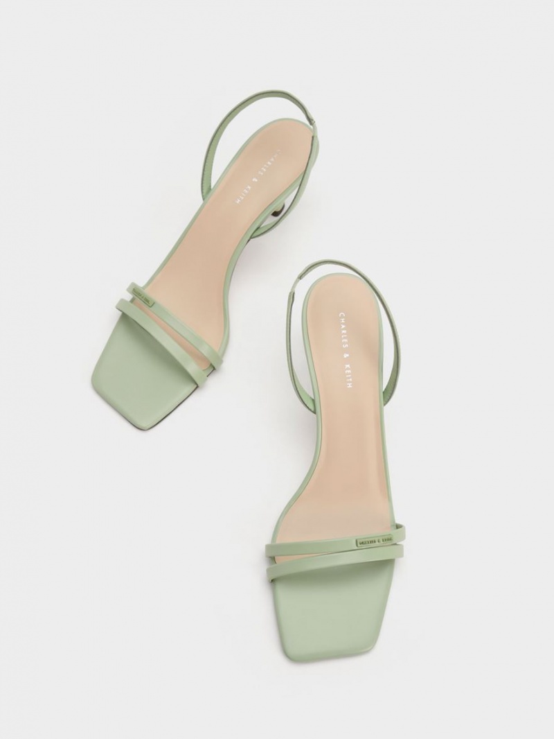 Charles & Keith Double Riemen Slingback Sandalen Absatz Mintfarben | 259DWUBPO