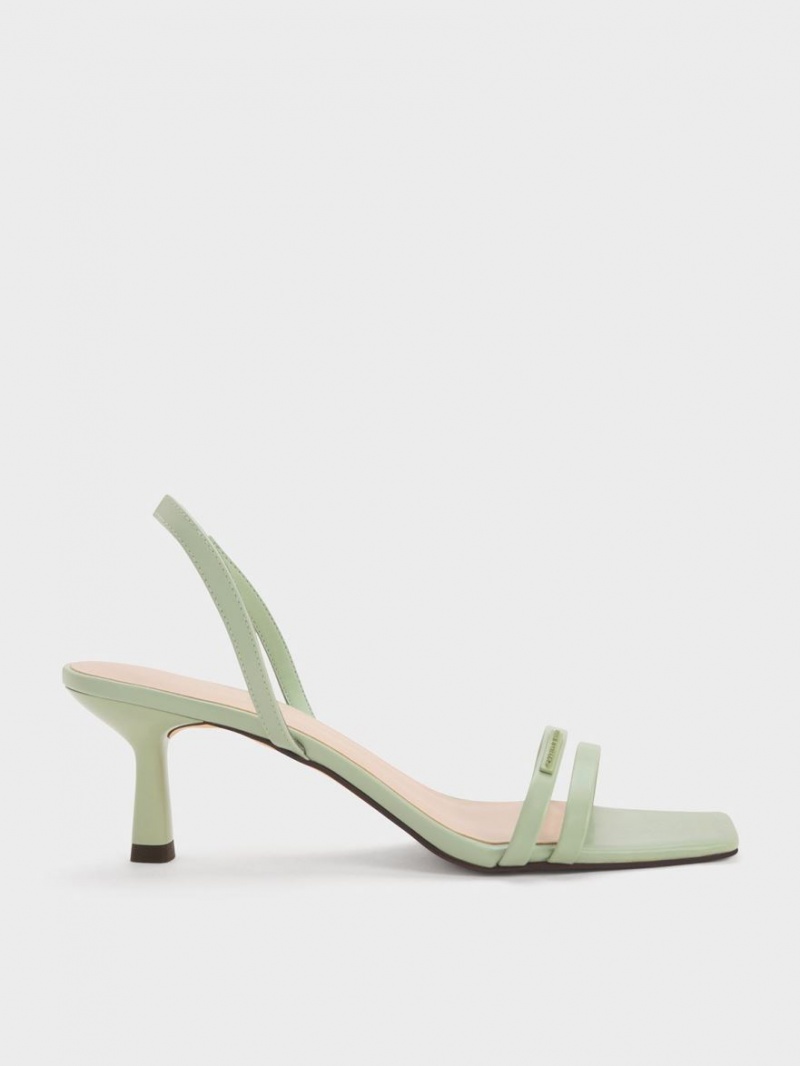 Charles & Keith Double Riemen Slingback Sandalen Absatz Mintfarben | 259DWUBPO