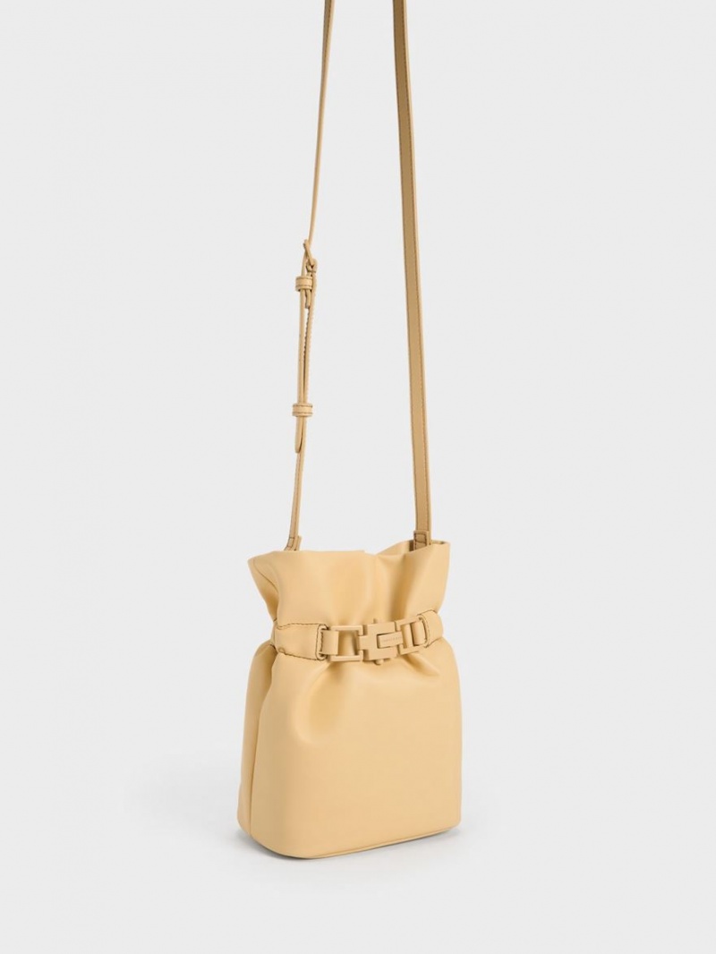 Charles & Keith Dua Bucket Tasche Beige | 590IBQLHC