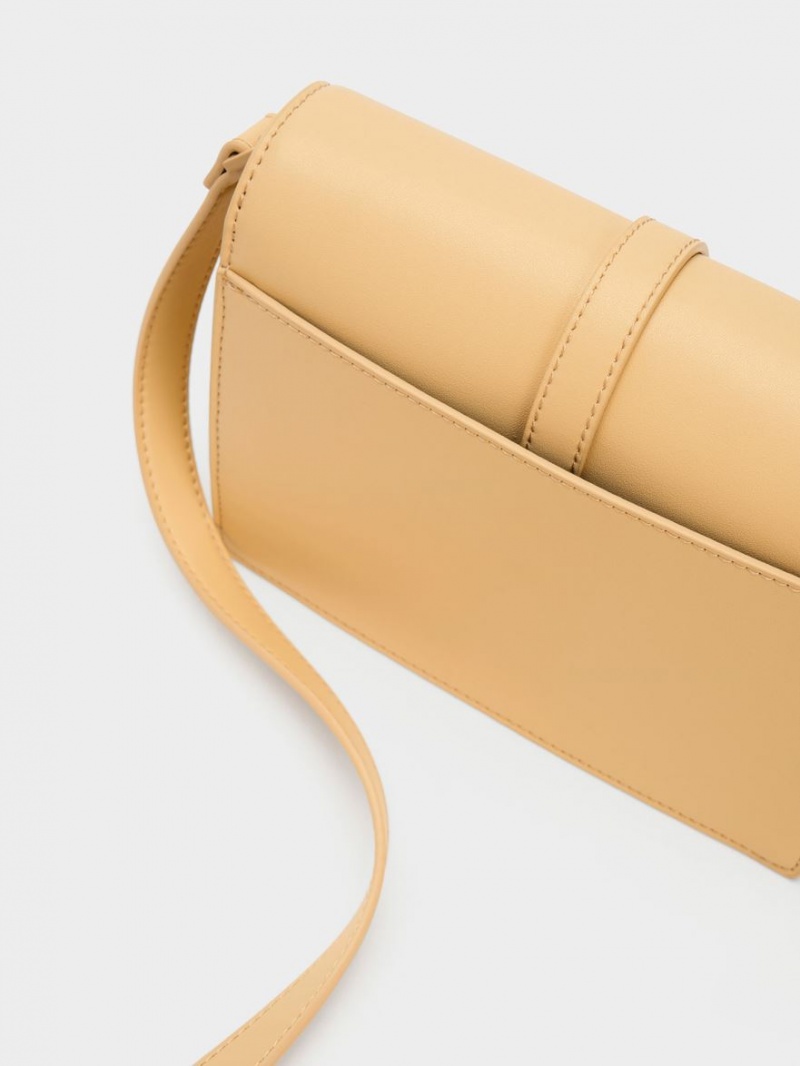 Charles & Keith Dua Buckled Crossbody Taschen Beige | 498SUBNWX