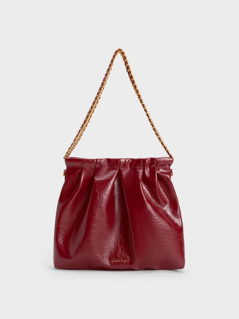 Charles & Keith Duo Double Chain Hobo Tasche Bordeaux | 281OSLZXJ