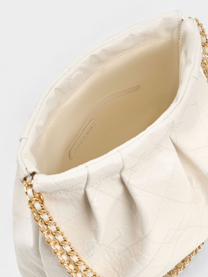 Charles & Keith Duo Double Chain Hobo Tasche Weiß | 580LIRYGJ