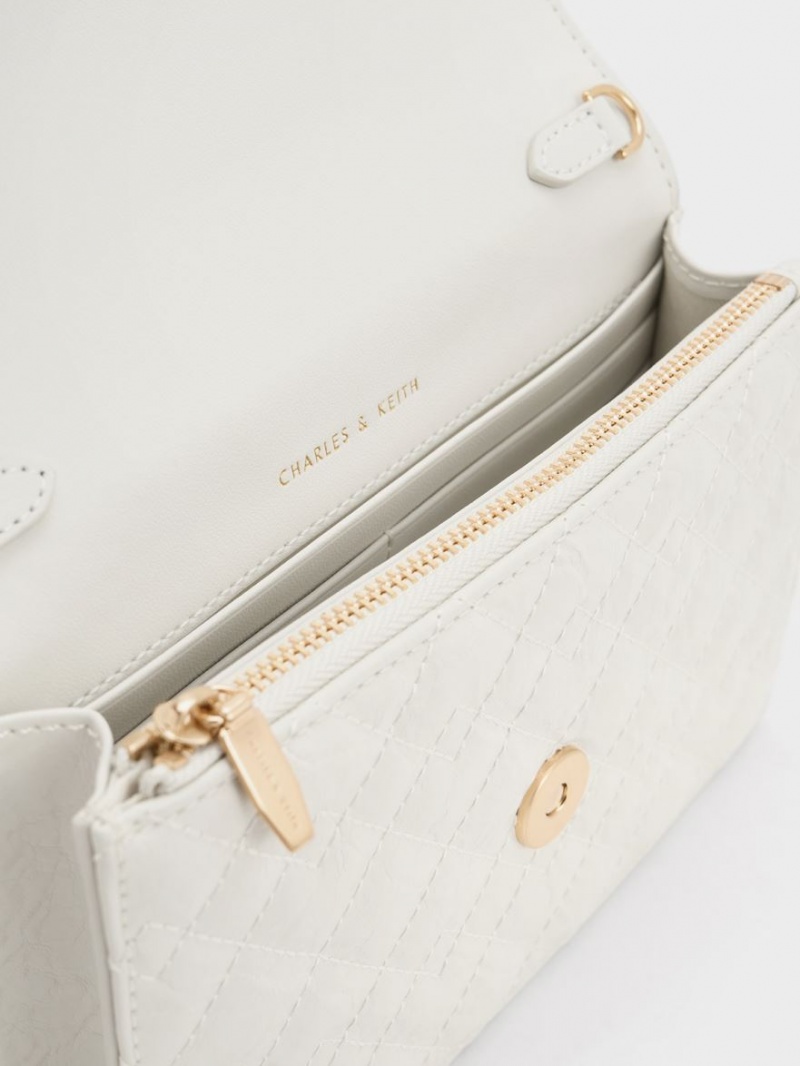 Charles & Keith Duo Gesteppt Envelope Clutch Tasche Weiß | 079BLTPSJ