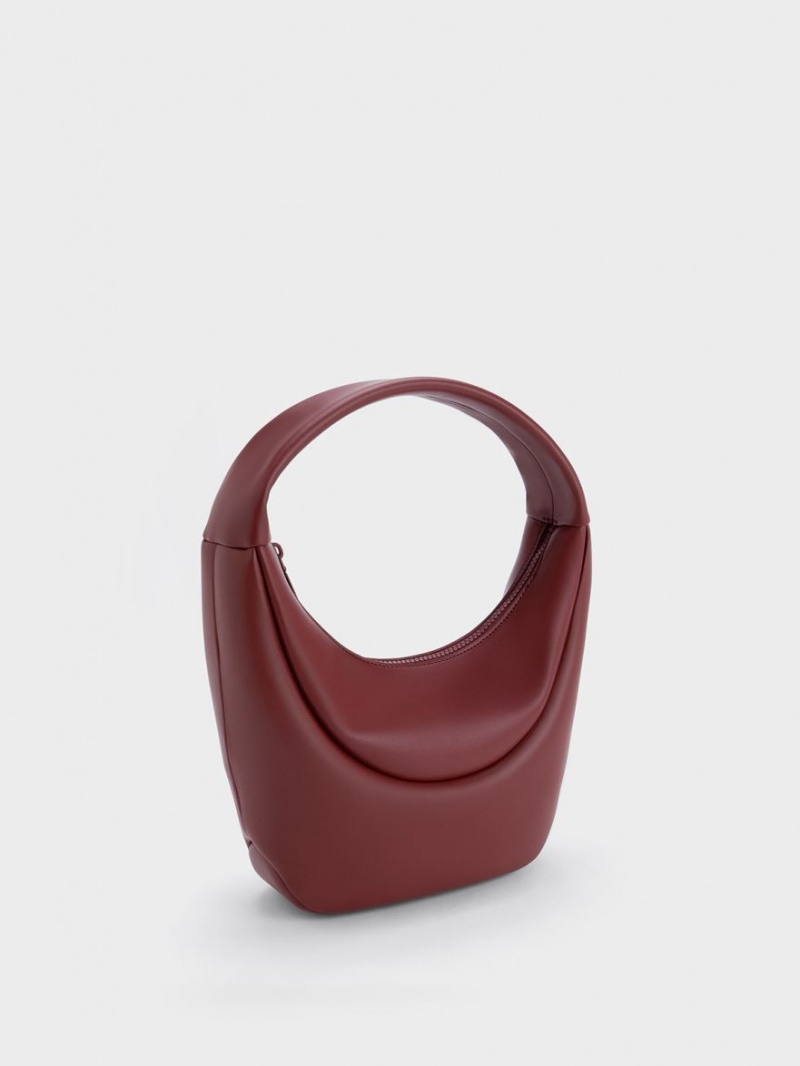 Charles & Keith Elongated Curved Hobo Tasche Rot | 641BMLOIS