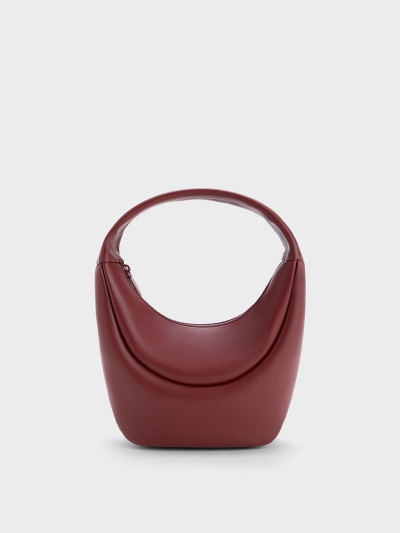 Charles & Keith Elongated Curved Hobo Tasche Rot | 641BMLOIS