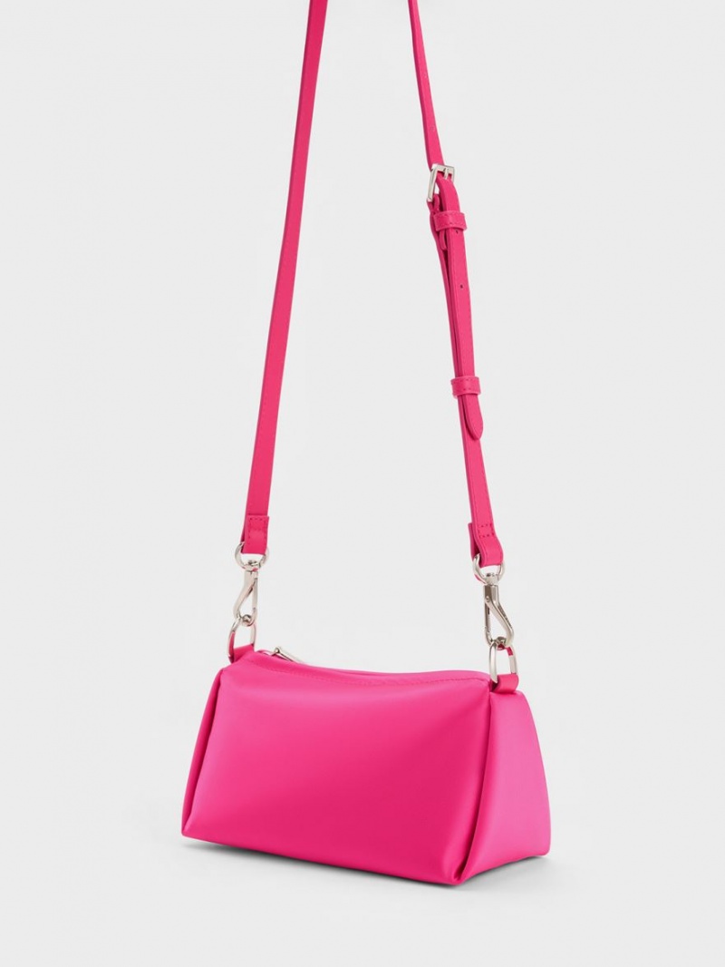 Charles & Keith Embellished Chain Handle Satin Crossbody Taschen Rosa | 596ICBNTV