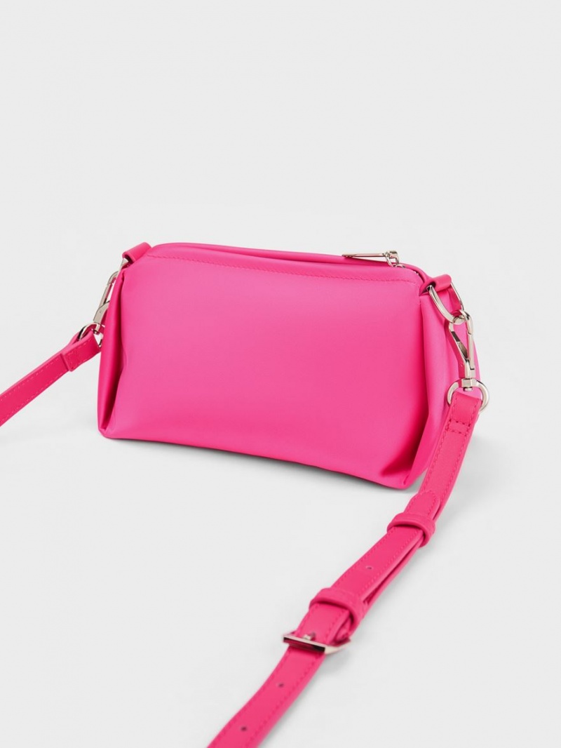 Charles & Keith Embellished Chain Handle Satin Crossbody Taschen Rosa | 596ICBNTV