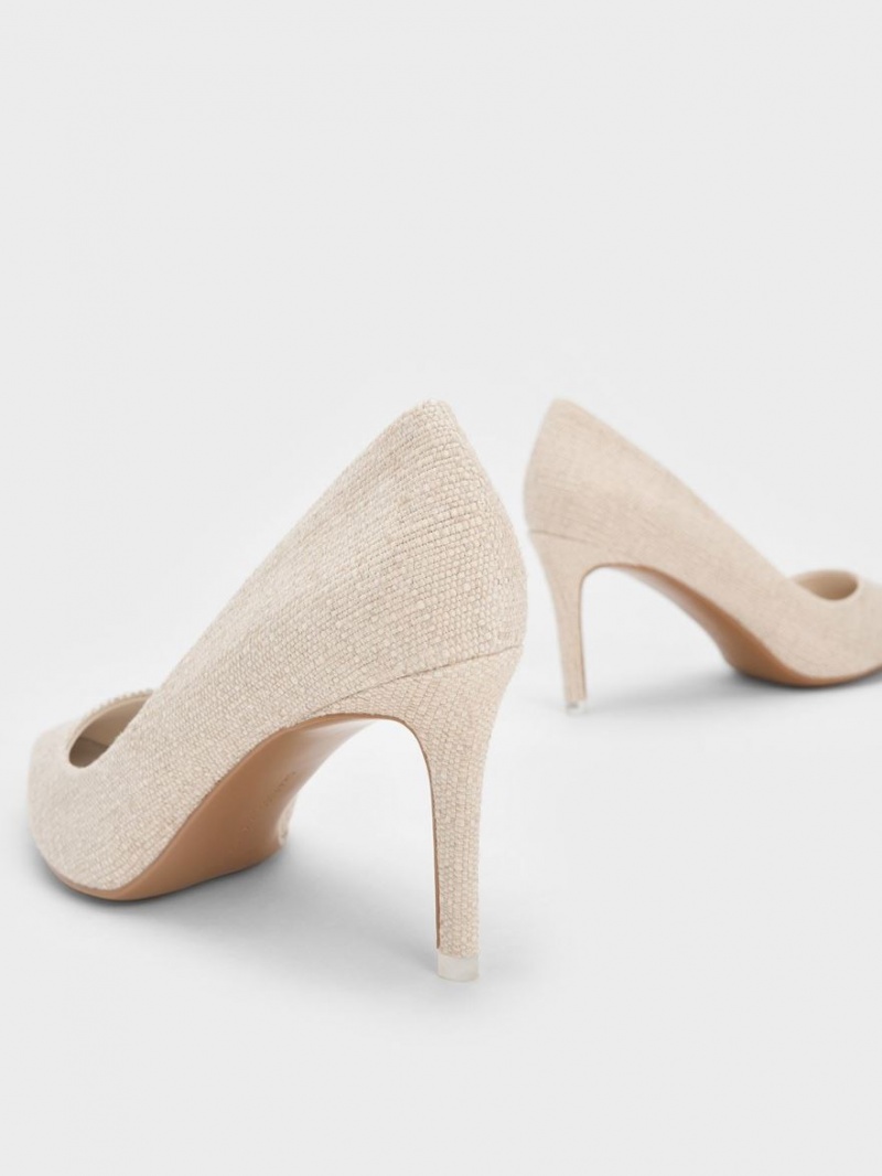 Charles & Keith Emmy Pointed-Kappe Pumps Beige | 734VLXZWP