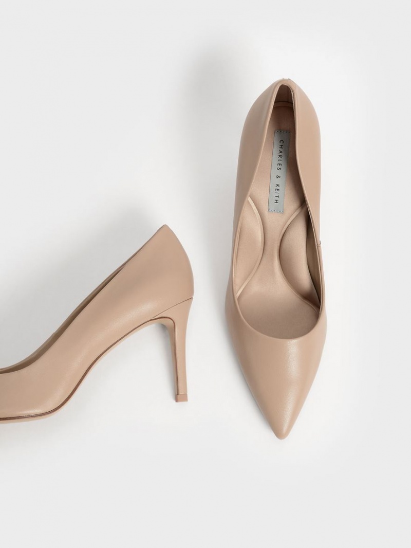 Charles & Keith Emmy Pointed-Kappe Pumps Beige | 739FHWNJM