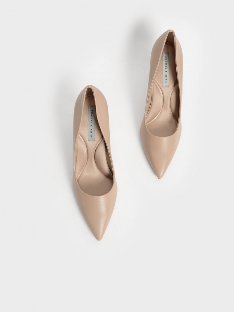 Charles & Keith Emmy Pointed-Kappe Pumps Beige | 739FHWNJM