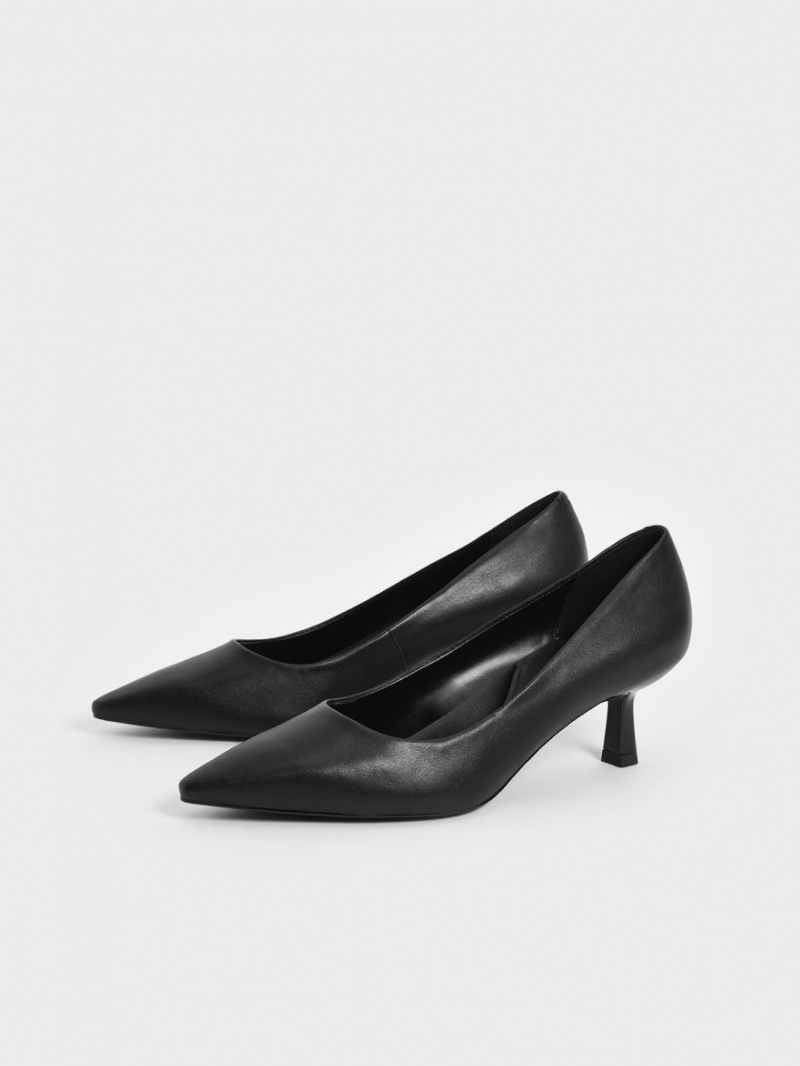 Charles & Keith Emmy Pointed Kitten Heel Pumps Schwarz | 759JGNDZR