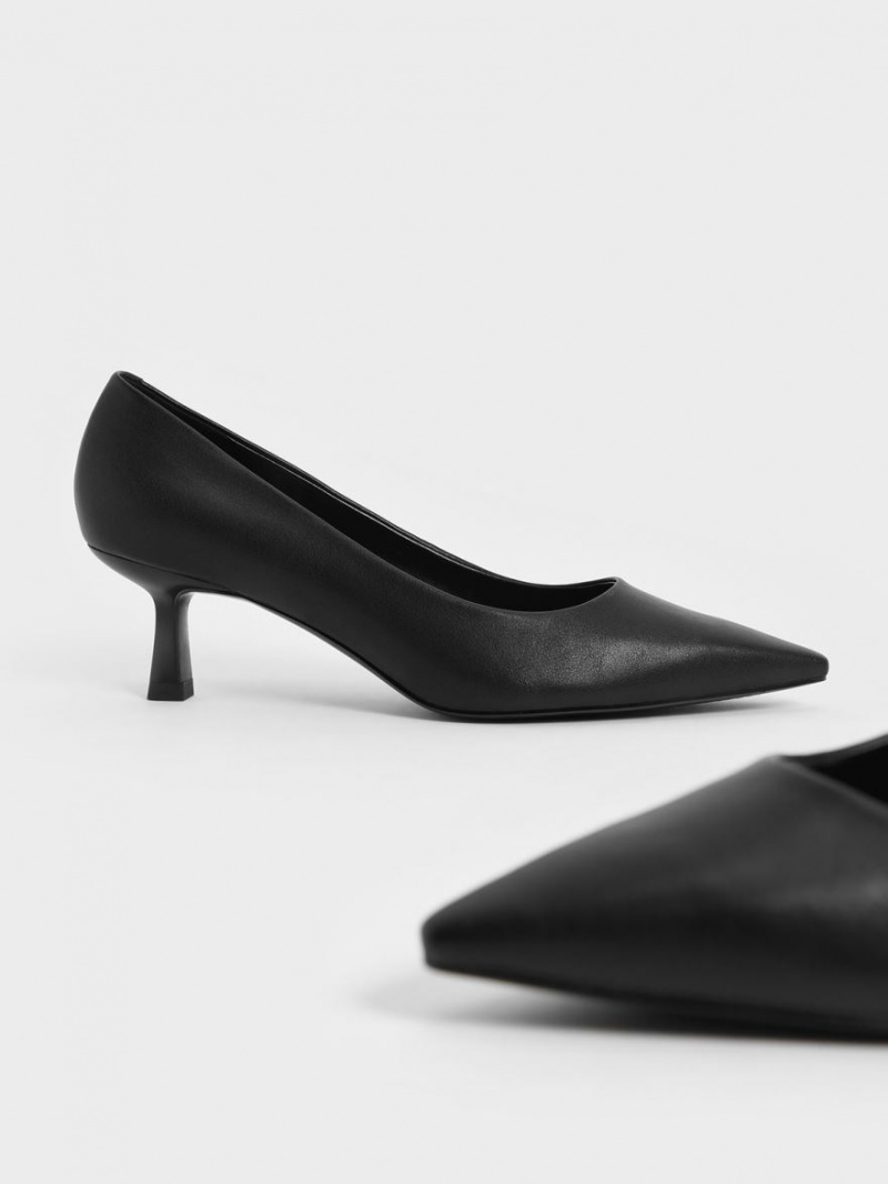 Charles & Keith Emmy Pointed Kitten Heel Pumps Schwarz | 759JGNDZR