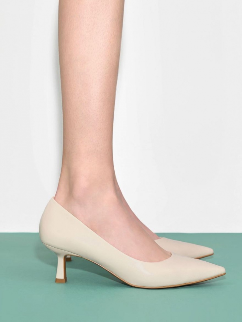 Charles & Keith Emmy Pointed Kitten Heel Pumps Weiß | 390XWVPJM