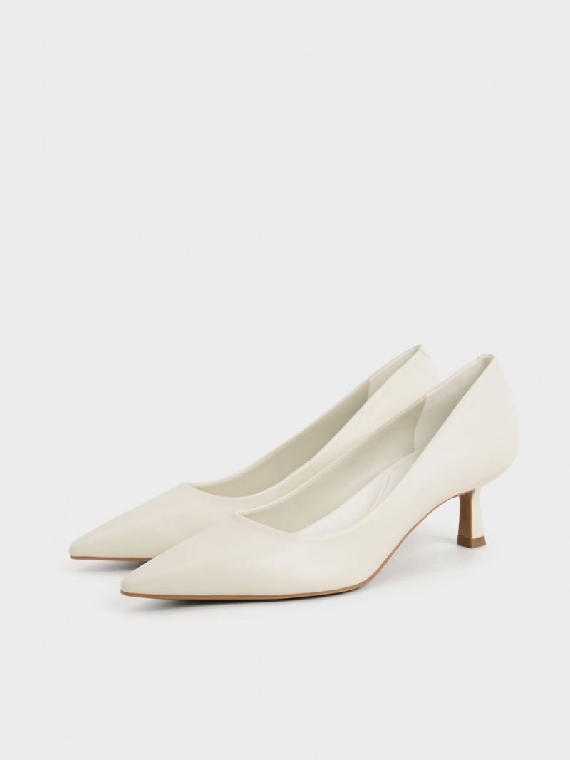 Charles & Keith Emmy Pointed Kitten Heel Pumps Weiß | 390XWVPJM