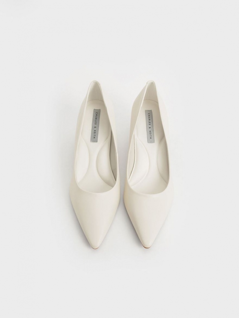 Charles & Keith Emmy Pointed Kitten Heel Pumps Weiß | 390XWVPJM