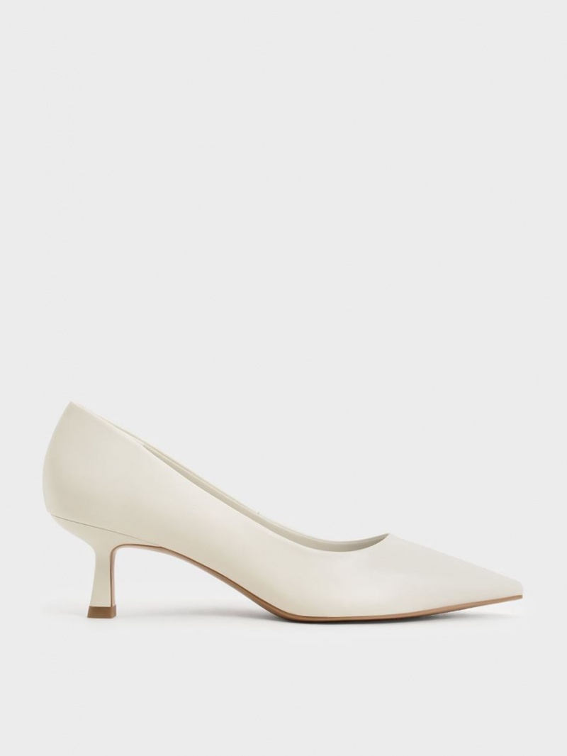 Charles & Keith Emmy Pointed Kitten Heel Pumps Weiß | 390XWVPJM