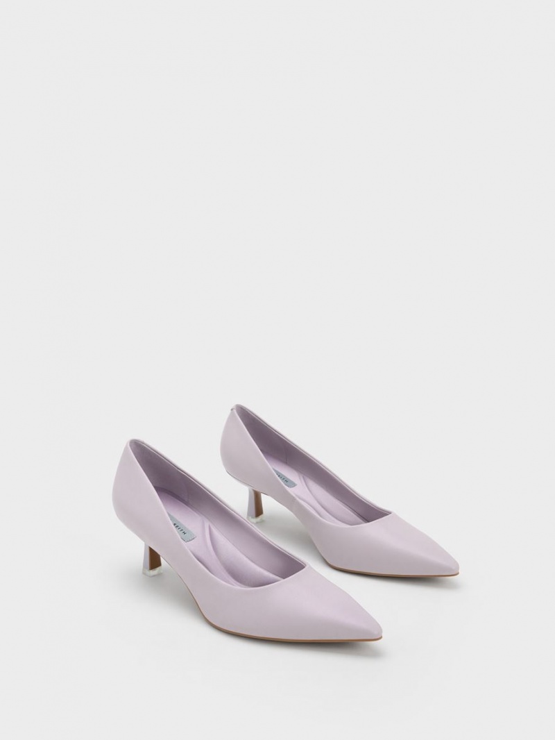 Charles & Keith Emmy Spool Heel Pumps Lila | 013FBDVGS