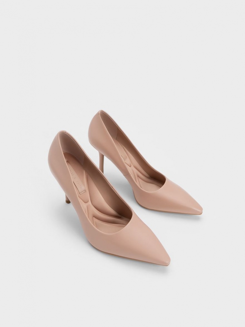 Charles & Keith Emmy Stiletto Heel Pumps Beige | 482RTSBAC