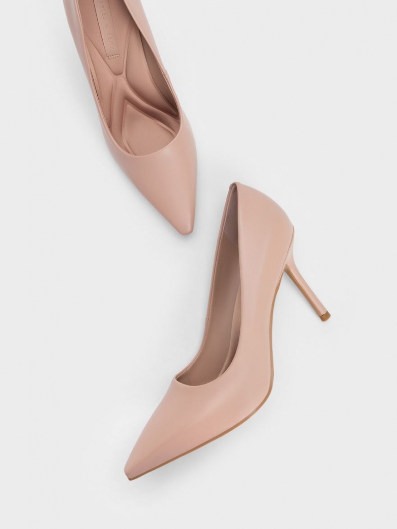 Charles & Keith Emmy Stiletto Heel Pumps Beige | 482RTSBAC