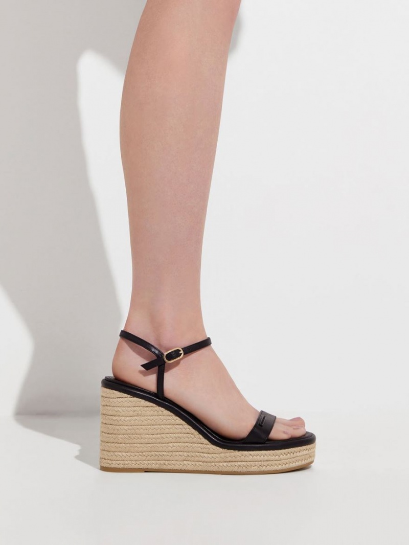 Charles & Keith Espadrilles Keilabsatz Schwarz | 480NXCBHA