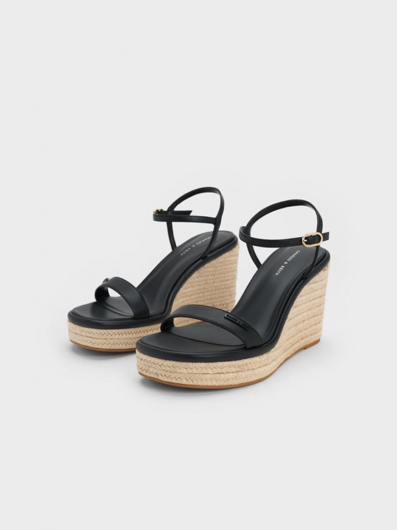 Charles & Keith Espadrilles Keilabsatz Schwarz | 480NXCBHA