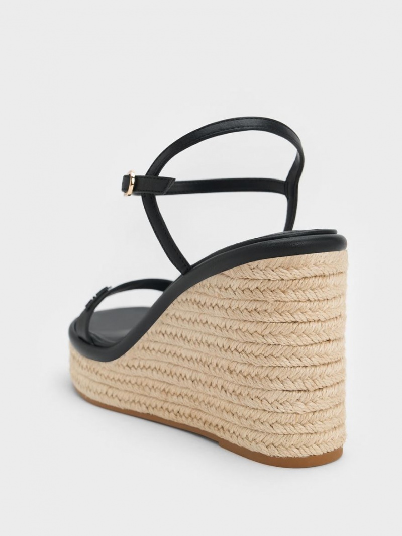 Charles & Keith Espadrilles Keilabsatz Schwarz | 480NXCBHA