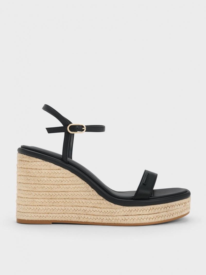 Charles & Keith Espadrilles Keilabsatz Schwarz | 480NXCBHA