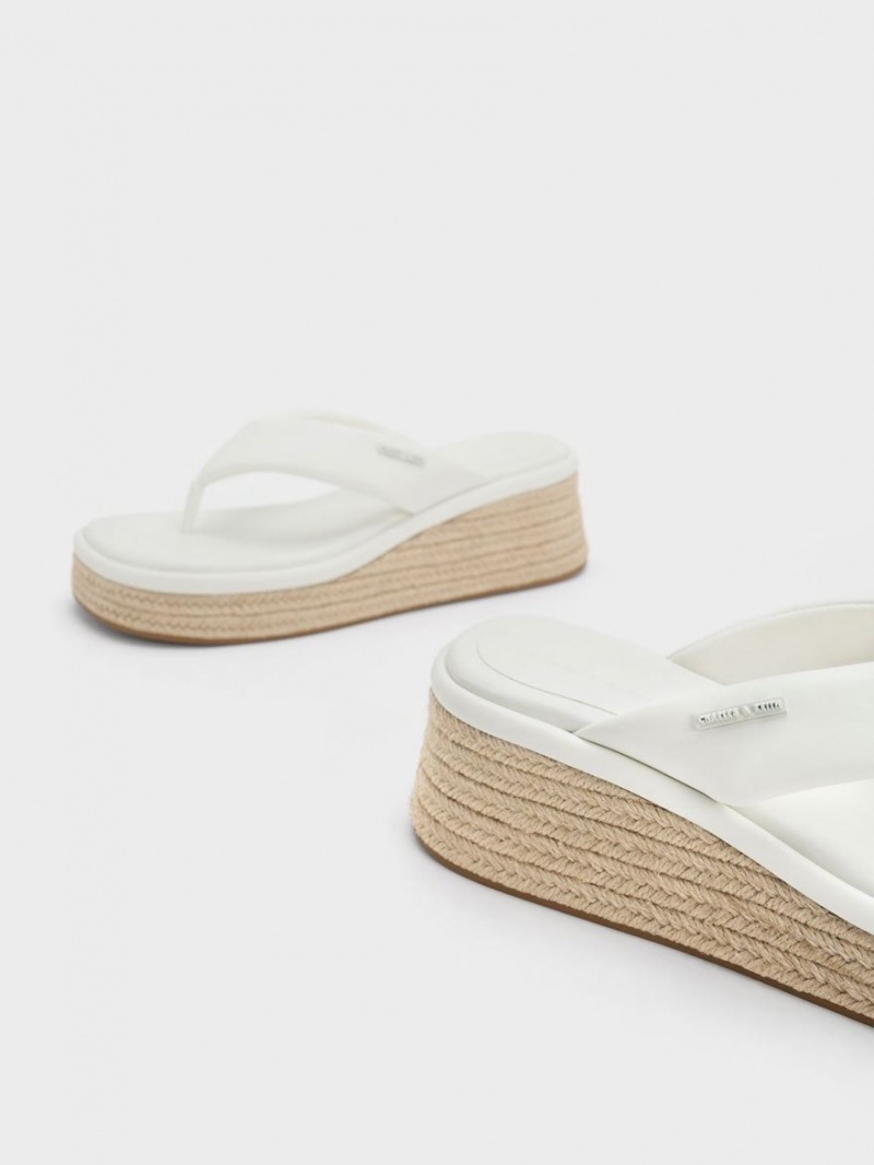 Charles & Keith Espadrilles Tanga Keilabsatz Weiß | 481TKYJNW