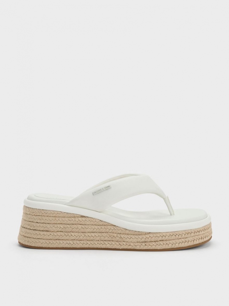 Charles & Keith Espadrilles Tanga Keilabsatz Weiß | 481TKYJNW