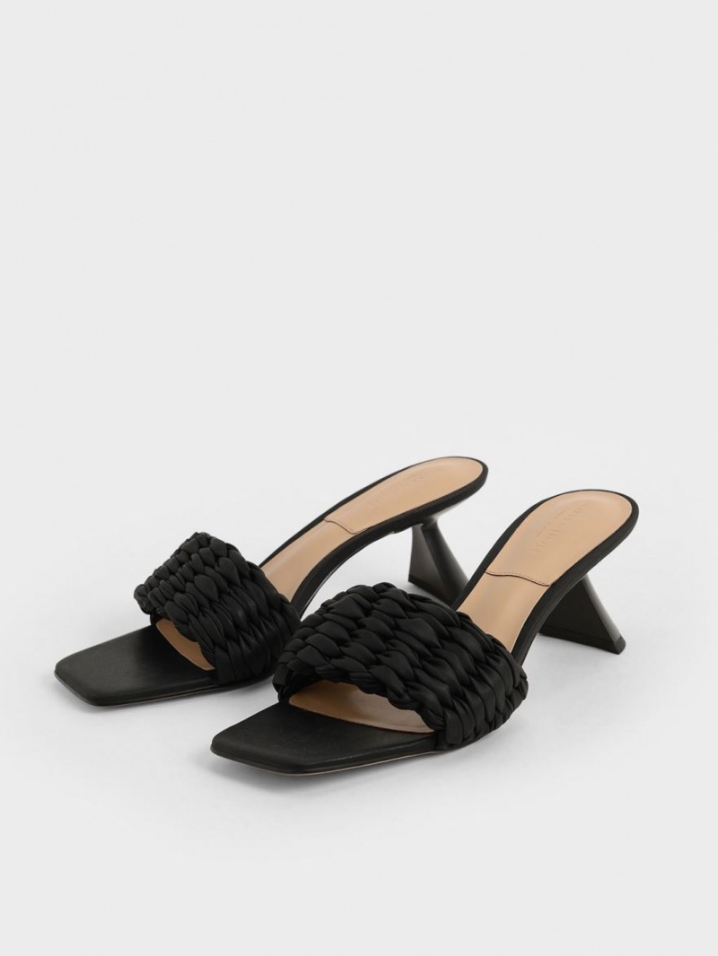 Charles & Keith Falten Sculptural Sandalen Absatz Schwarz | 361TBYPHJ