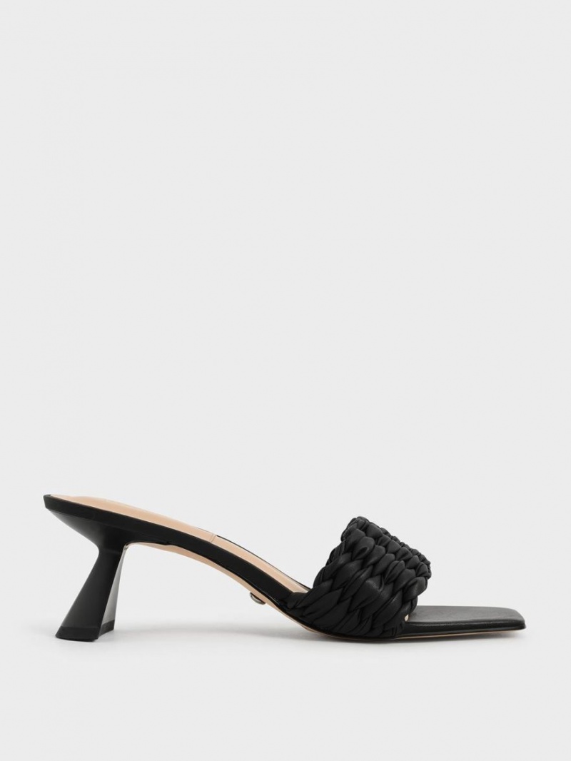 Charles & Keith Falten Sculptural Sandalen Absatz Schwarz | 361TBYPHJ