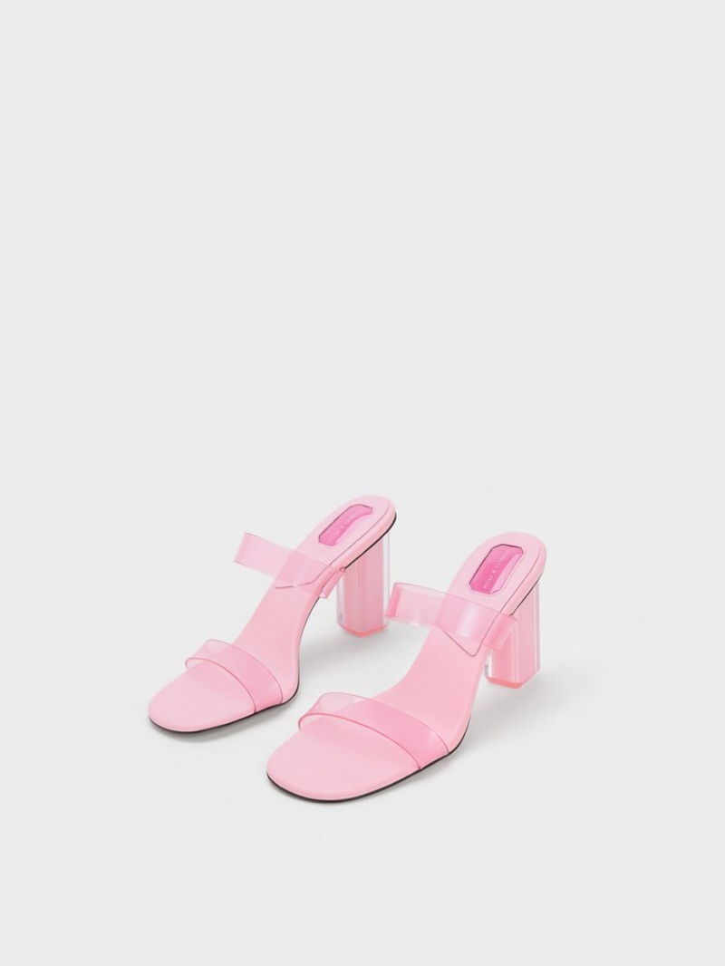 Charles & Keith Fia Geometric Heel Mules Hellrosa | 815MLBHZQ