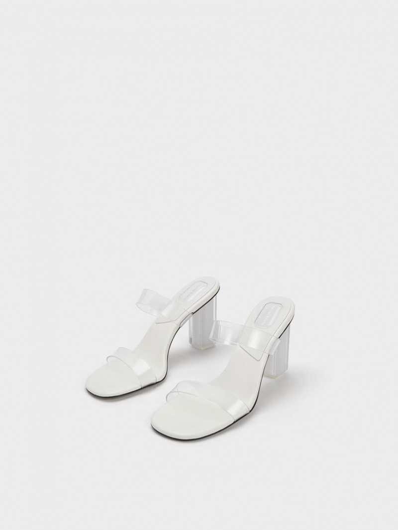 Charles & Keith Fia Geometric Heel Mules Weiß | 928DCLUZM