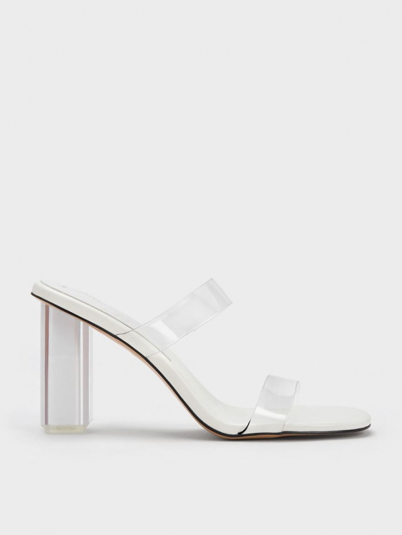 Charles & Keith Fia Geometric Heel Mules Weiß | 928DCLUZM